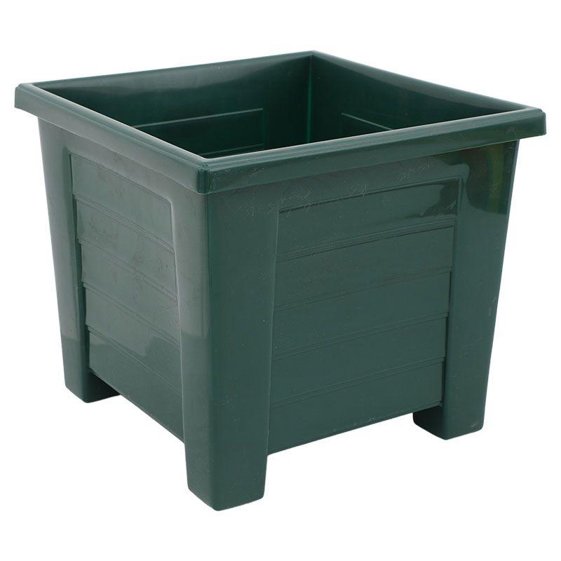 Maceta cuadrada · Estilo madera — Verde